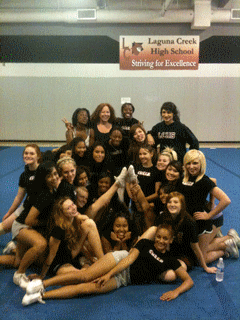 Cheerleaders on Cheerleading mats