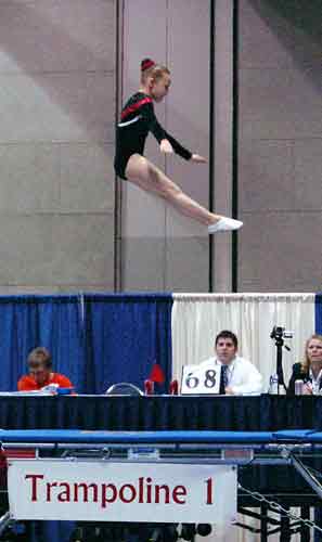 April, wearing our trampoline shoes.