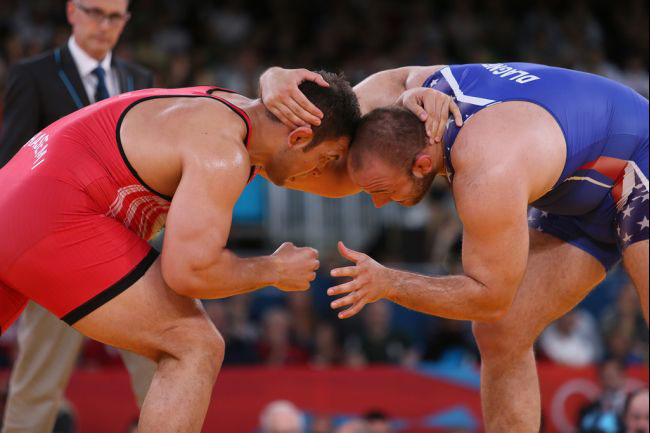Wrestler on Wrestling Mat
